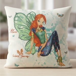 WINX Culture Fairy Club Bloom Graphic Pillow Cover, set of 2, 16.5” Square, New